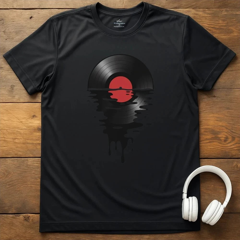 Melting Record T-Shirt - Black
