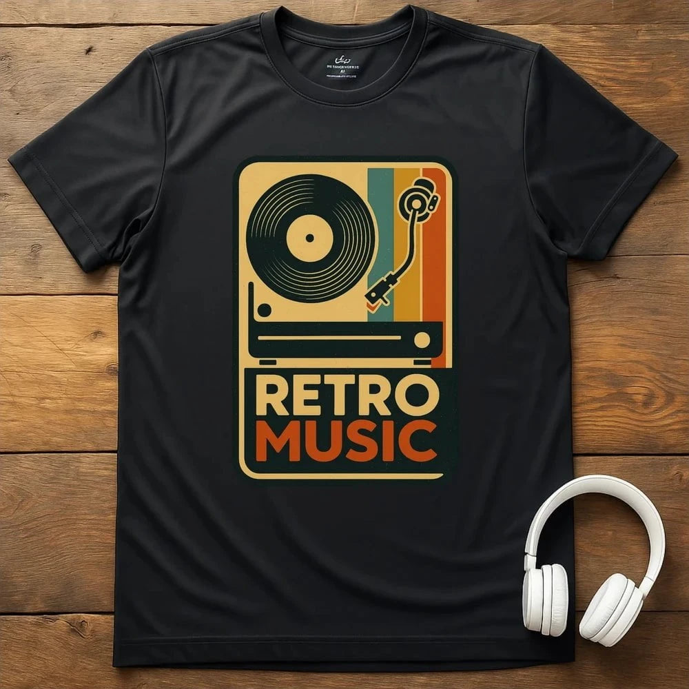 Retro Music T-Shirt - Black
