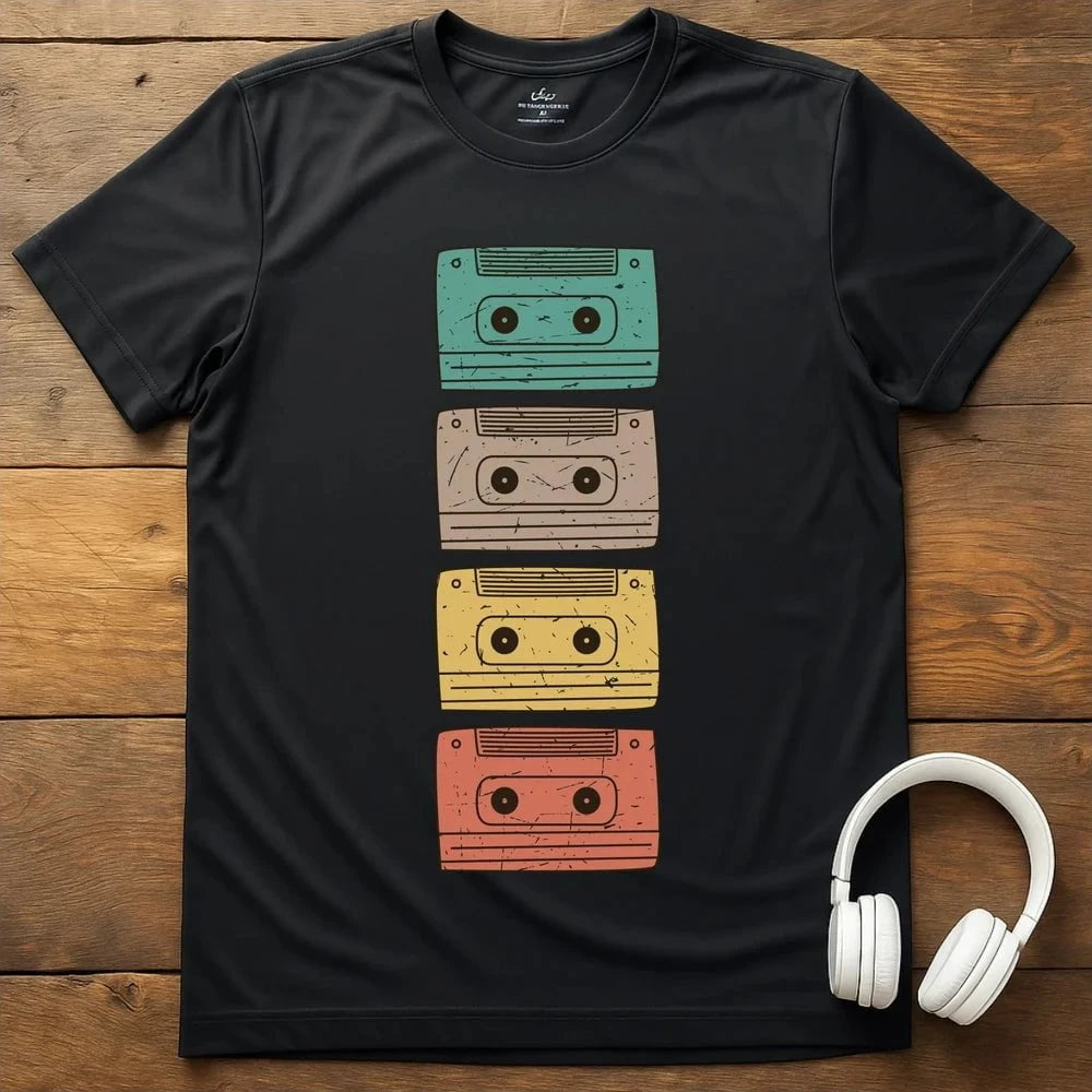 Colored Cassettes T-Shirt - Black