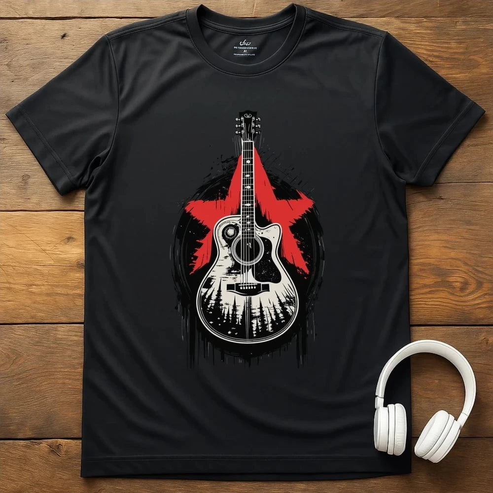 Red Star Guitar T-Shirt - Black