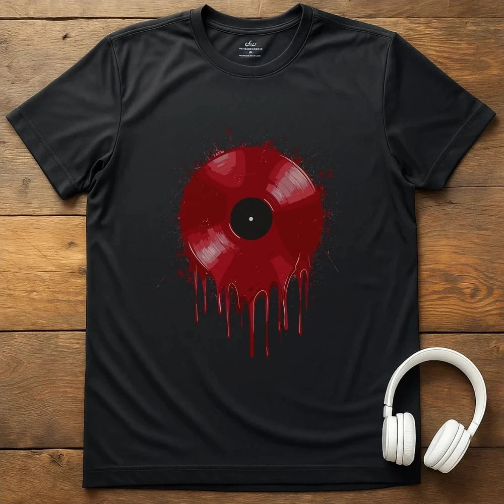 Red Wax Vinyl T-Shirt - Black