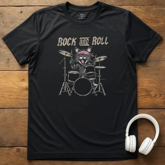 Drum Cat T-Shirt - Black