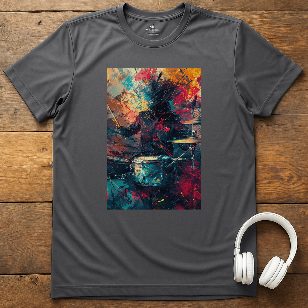 Vibrant Drummer T-Shirt - Charcoal