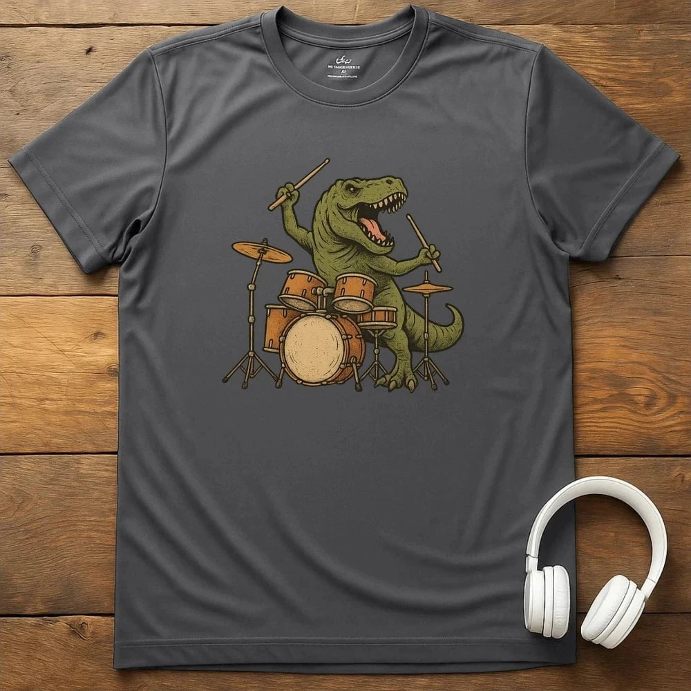 Dino Drums T-Shirt - Charcoal