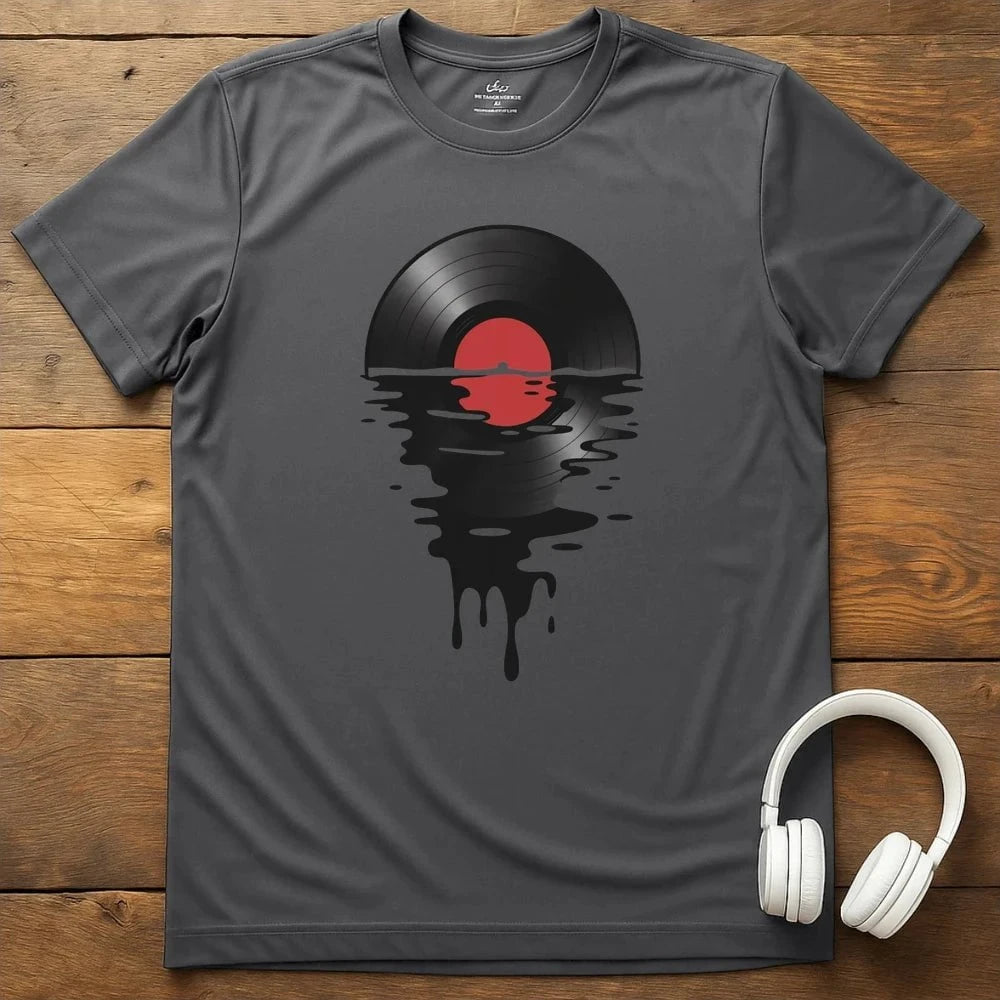 Melting Record T-Shirt - Charcoal