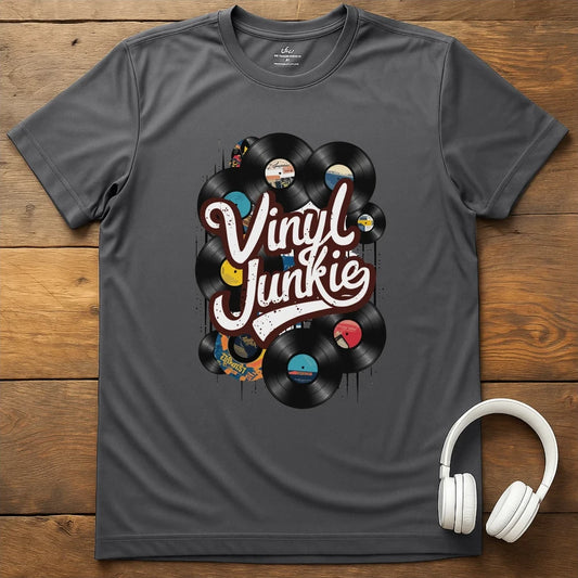 Vinyl Junkie T-Shirt - Charcoal