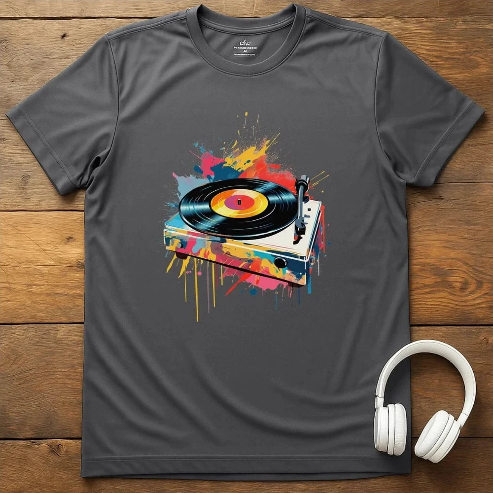 Splatter Turntable T-Shirt - Charcoal