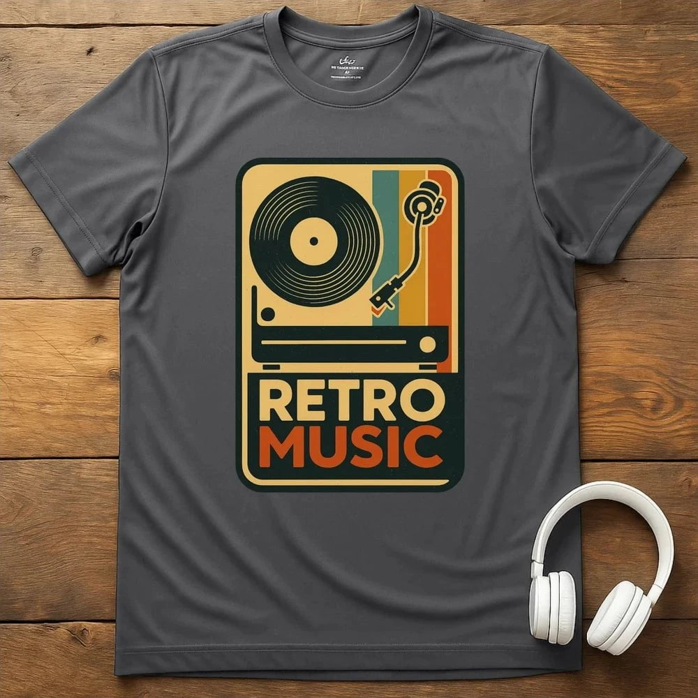 Retro Music T-Shirt - Charcoal