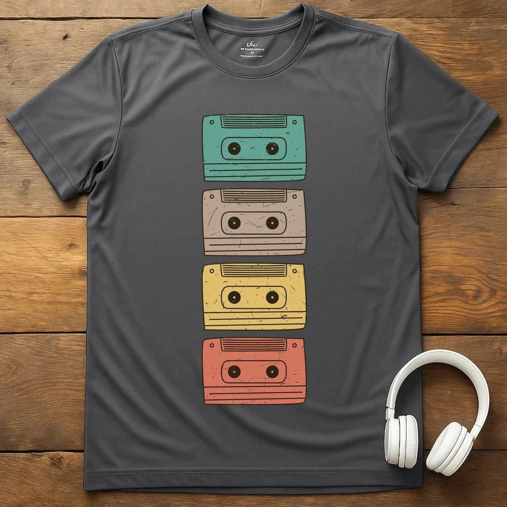 Colored Cassettes T-Shirt - Charcoal