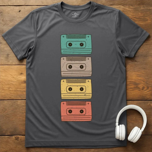 Colored Cassettes T-Shirt - Charcoal