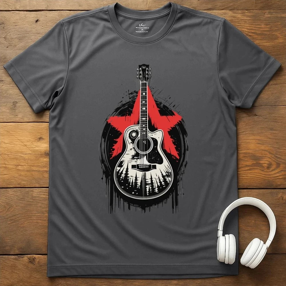 Red Star Guitar T-Shirt - Charcoal