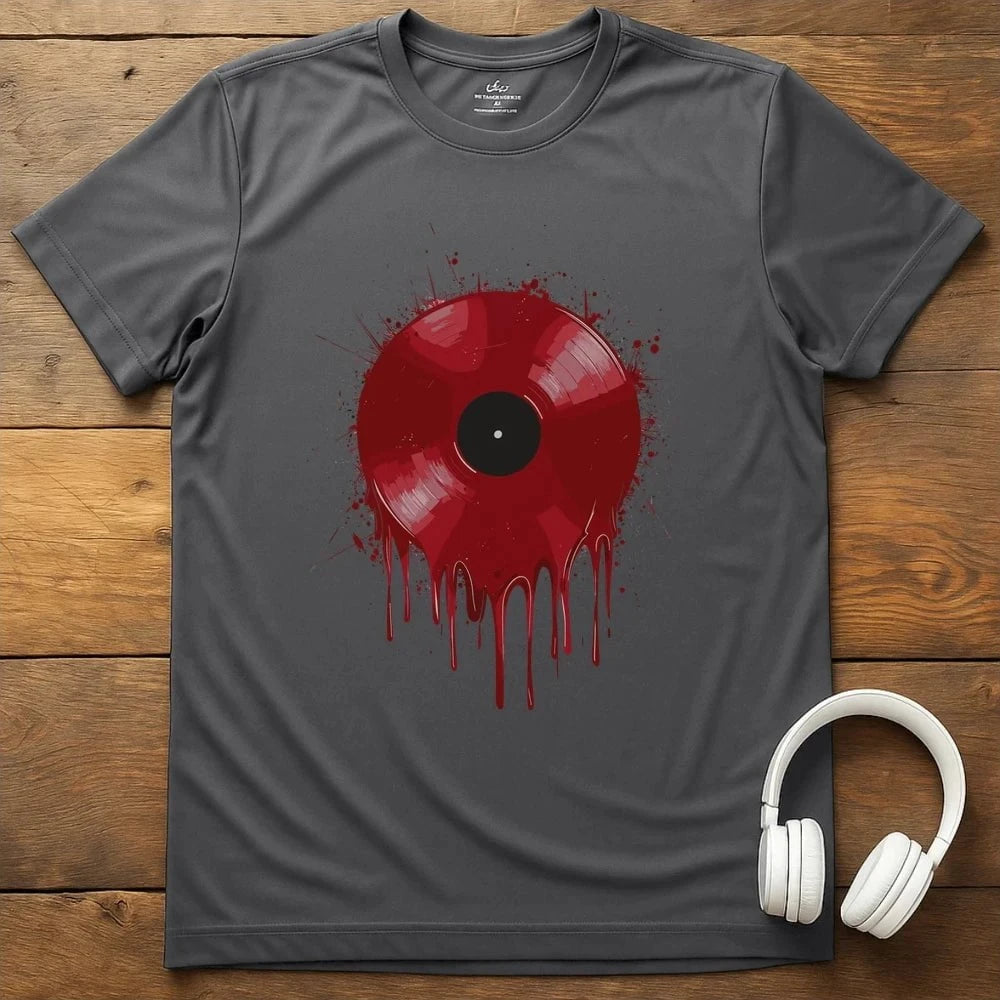 Red Wax Vinyl T-Shirt - Charcoal