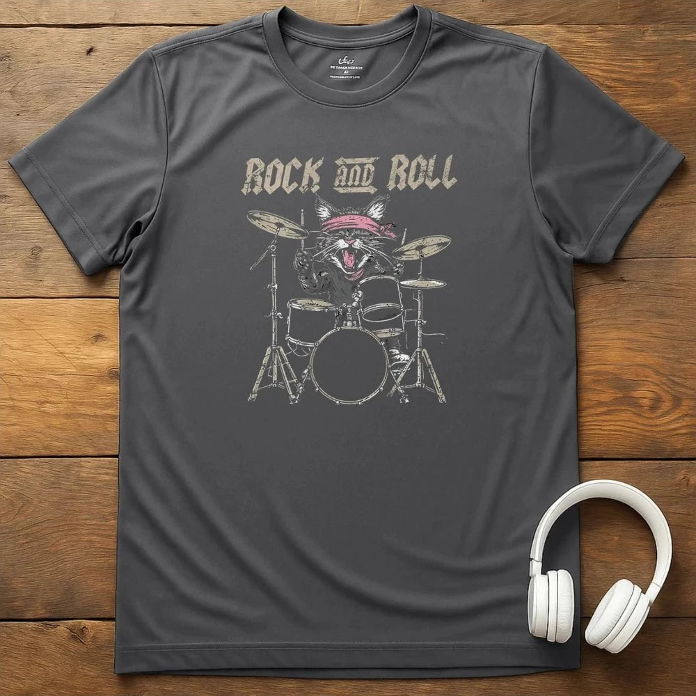 Drum Cat T-Shirt - Charcoal