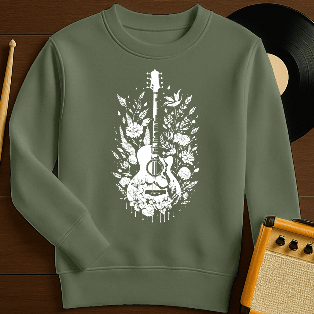Silhouette Guitar Crewneck - Military Green