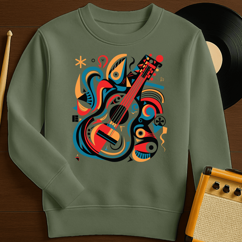 Abstract Guitar Crewneck - Military Green
