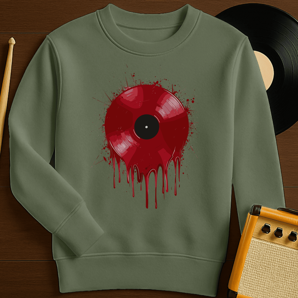 Red Wax Vinyl Crewneck - Military Green