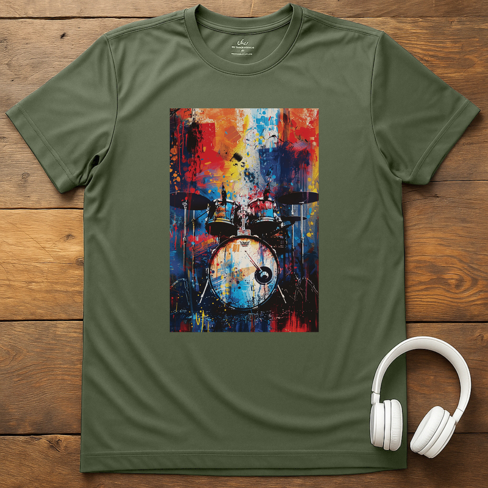 Vibrant Drums T-Shirt - Military Green