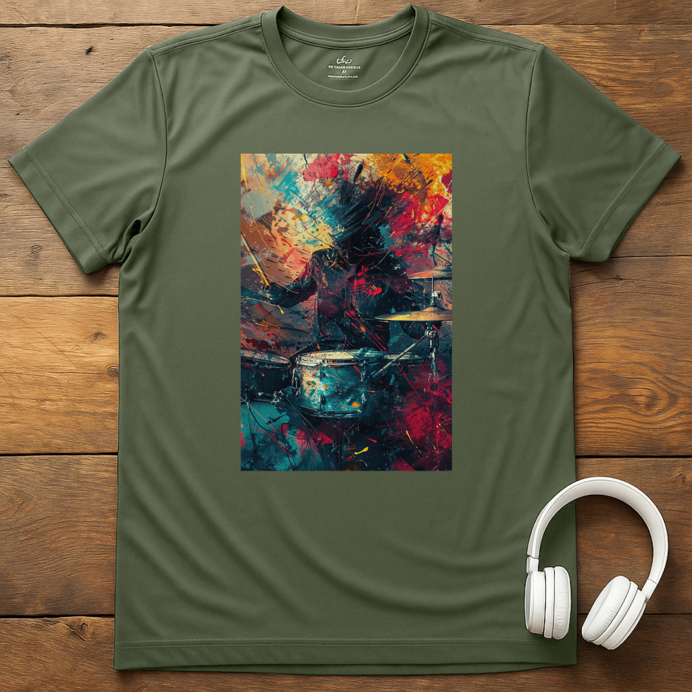 Vibrant Drummer T-Shirt - Military Green