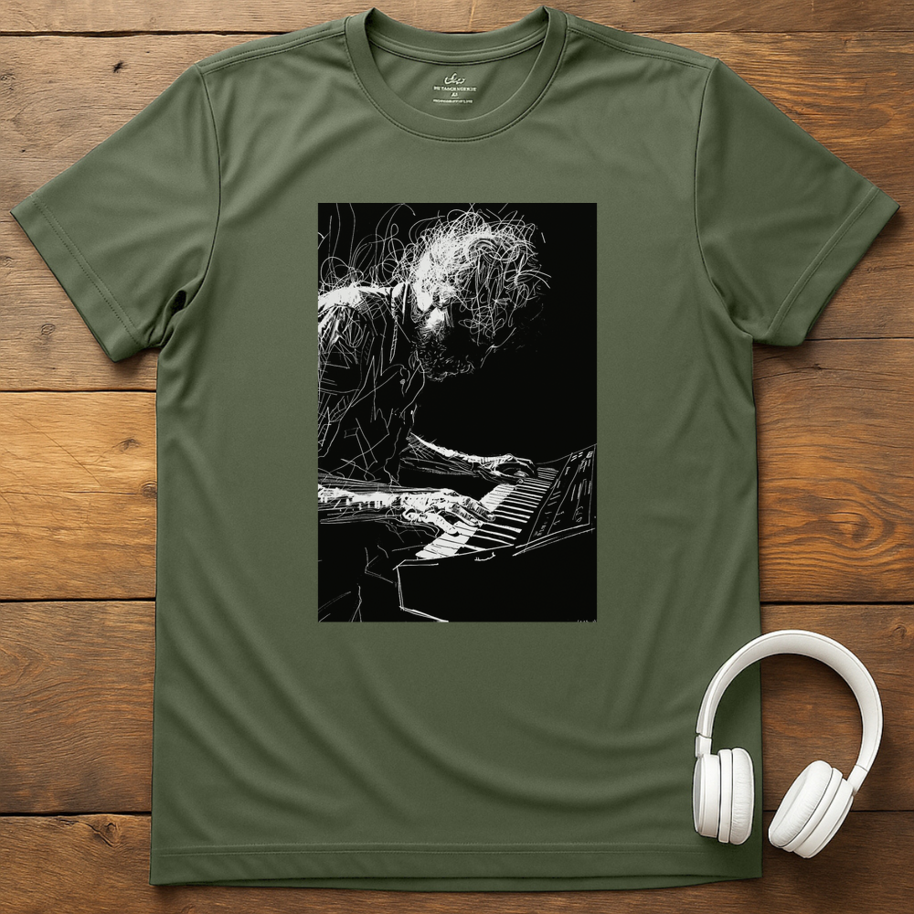 Tangled Keyboardist T-Shirt - Military Green