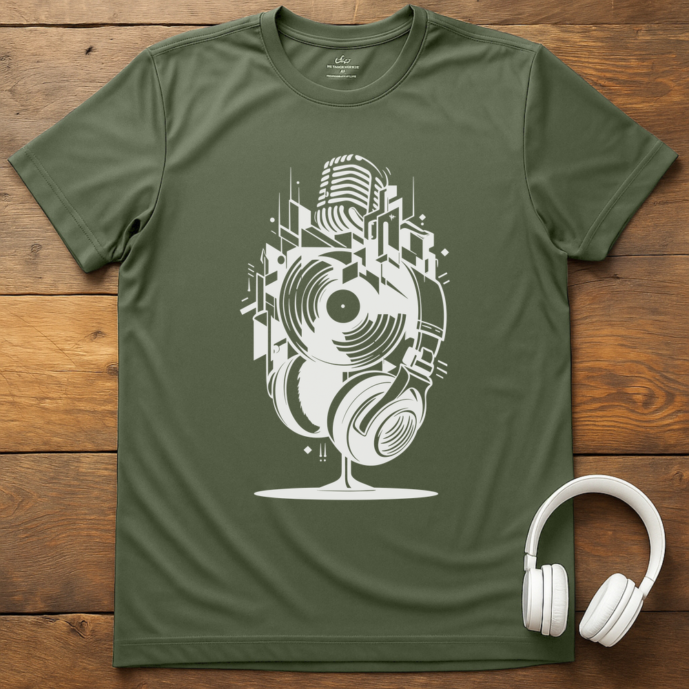 Music Stack T-Shirt - Military Green