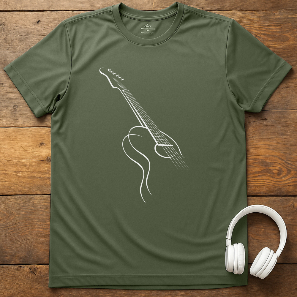 Guitar Outline T-Shirt - Military Green