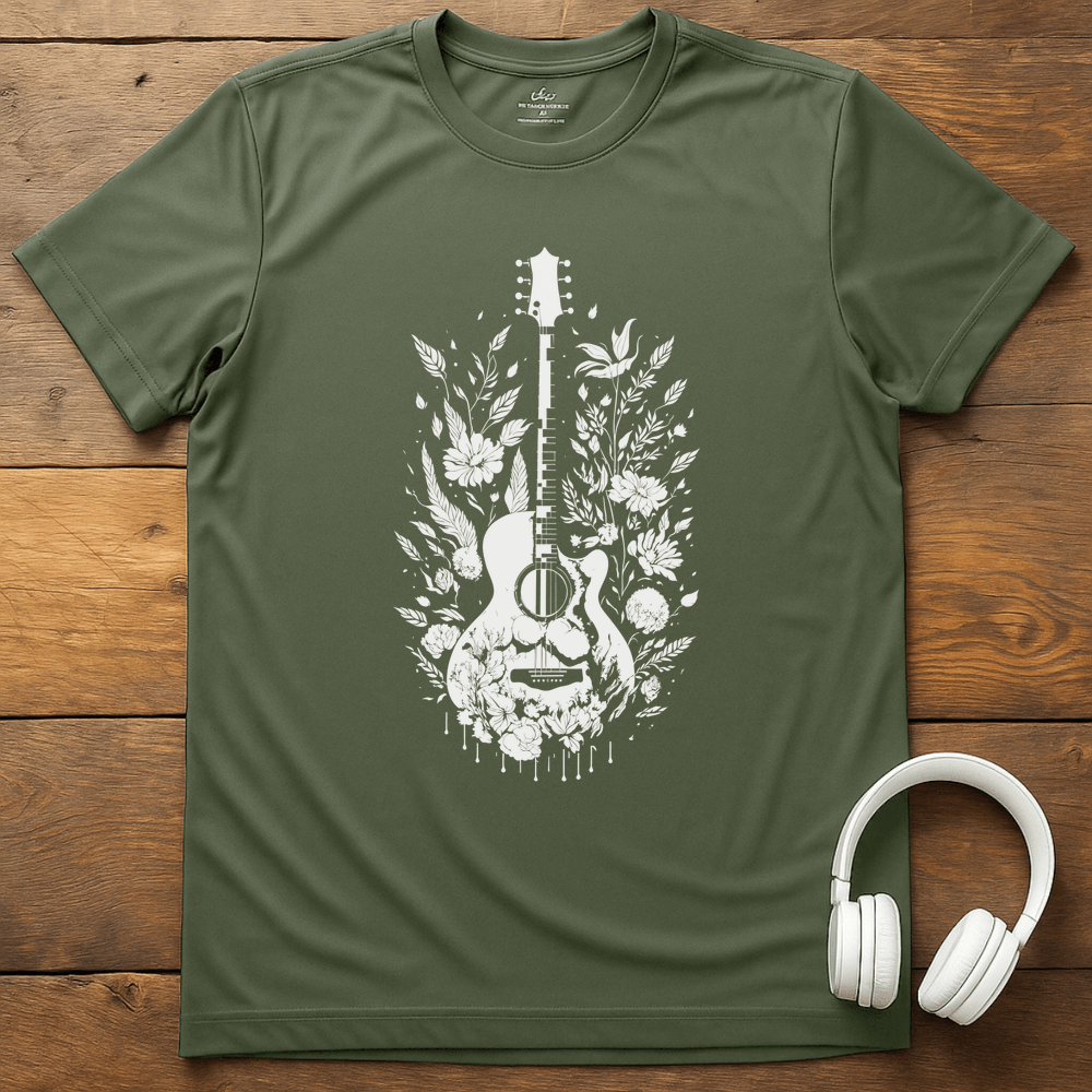 Silhouette Guitar T-Shirt - Military Green