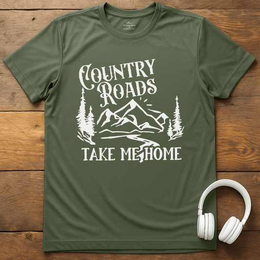 Country Roads T-Shirt - Military Green
