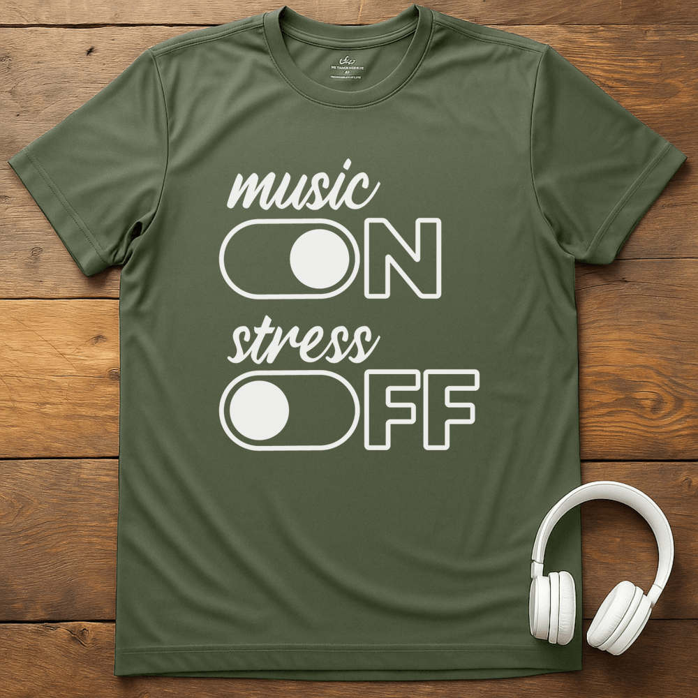 Music On T-Shirt - Military Green