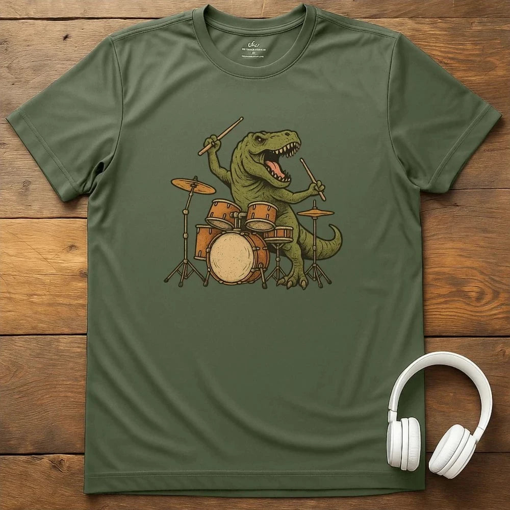 Dino Drums T-Shirt - Military Green