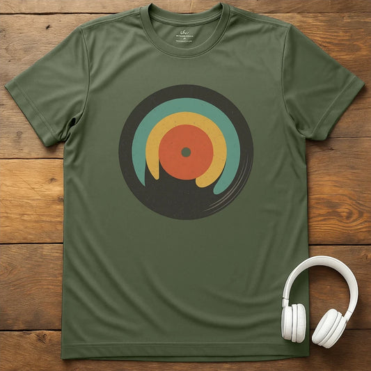 Retro Record T-Shirt - Military Green