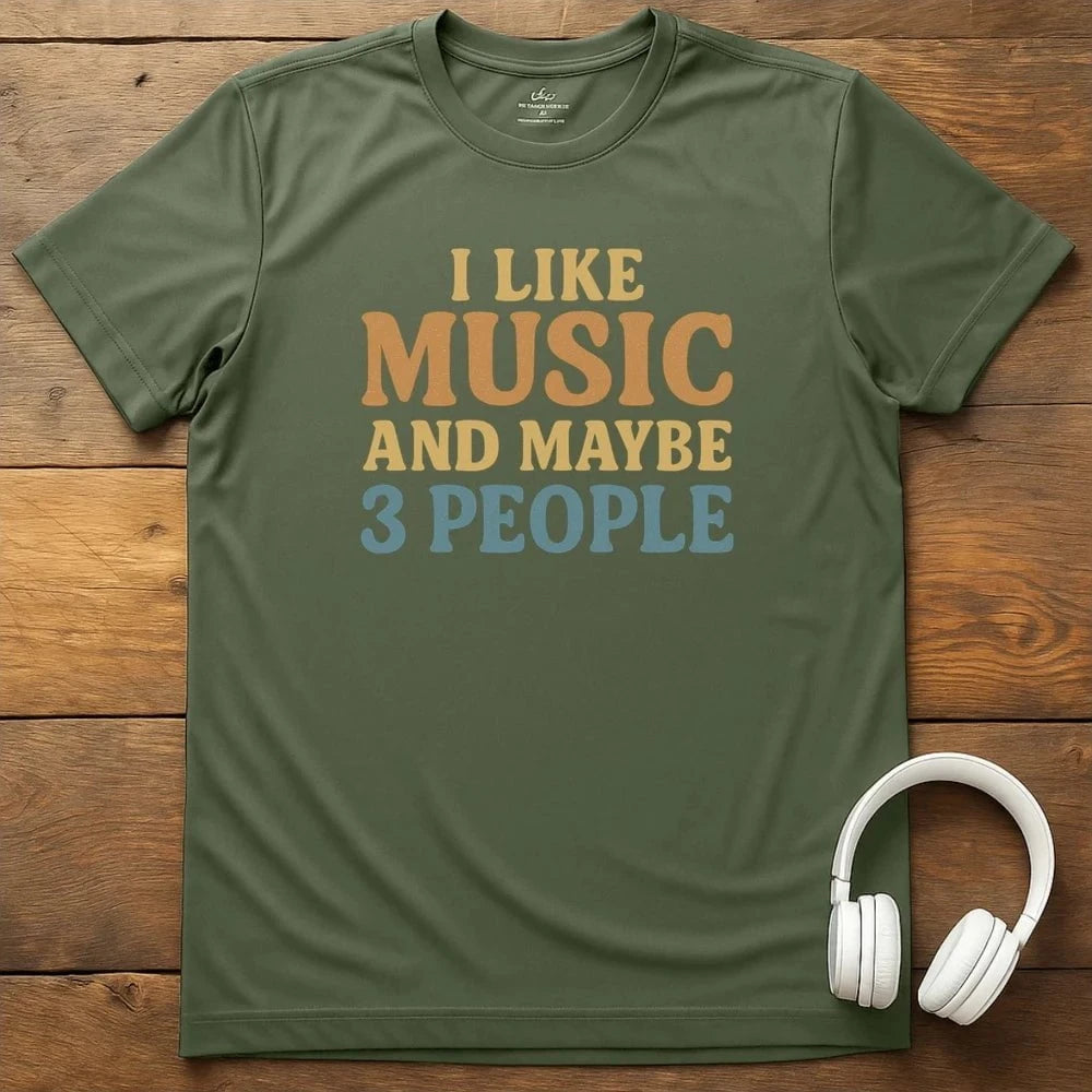 I Like Music T-Shirt - Military Green