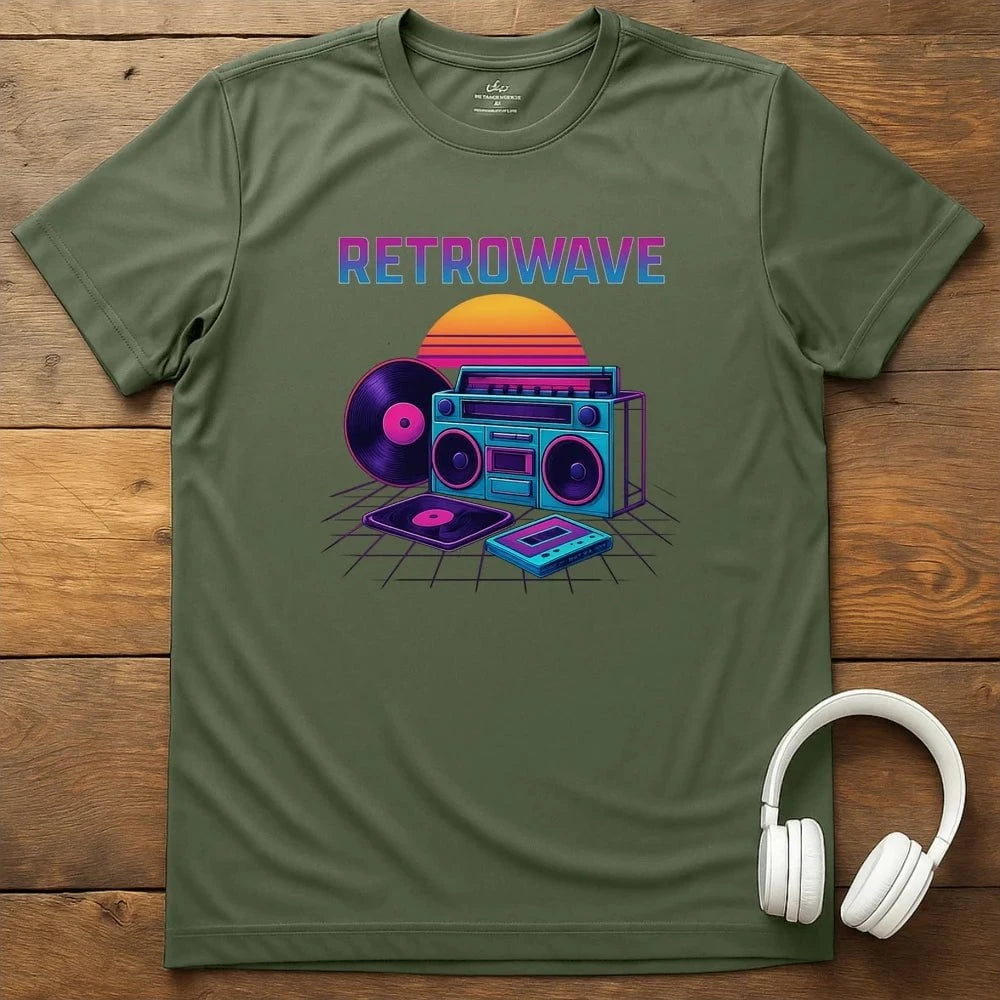 Retrowave T-Shirt - Military Green