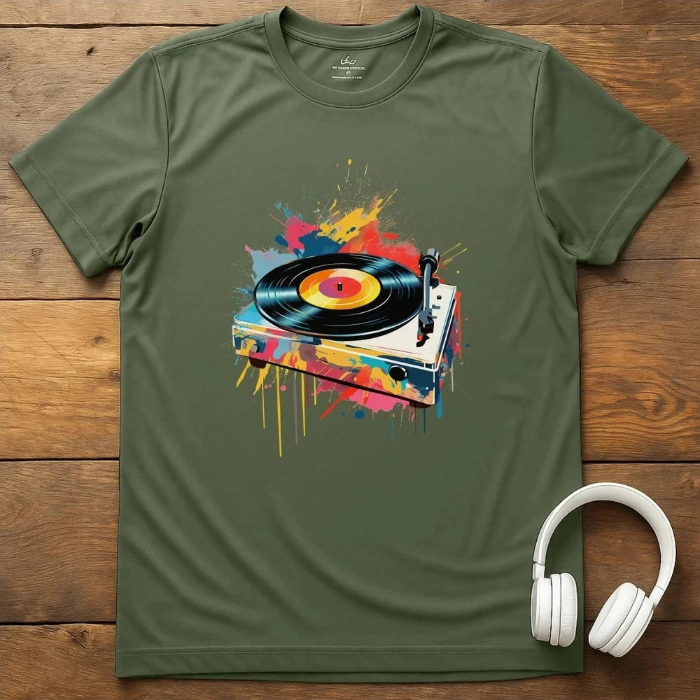 Splatter Turntable T-Shirt - Military Green