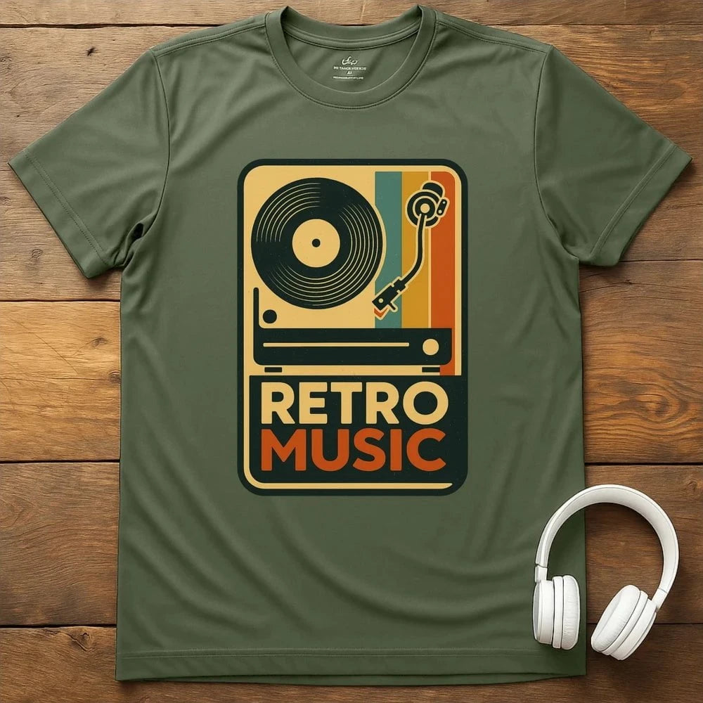 Retro Music T-Shirt - Military Green