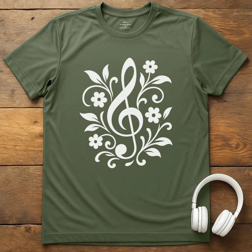 Treble Clef T-Shirt - Military Green