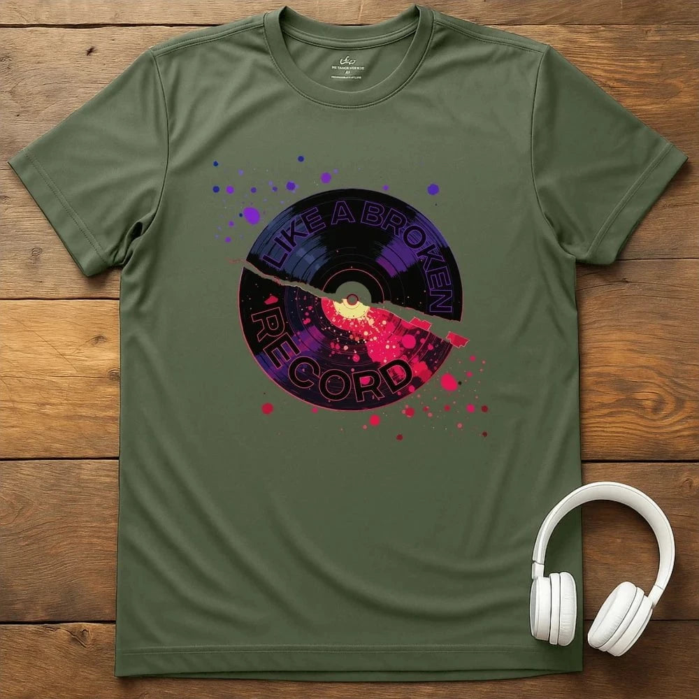 Broken Record T-Shirt - Military Green