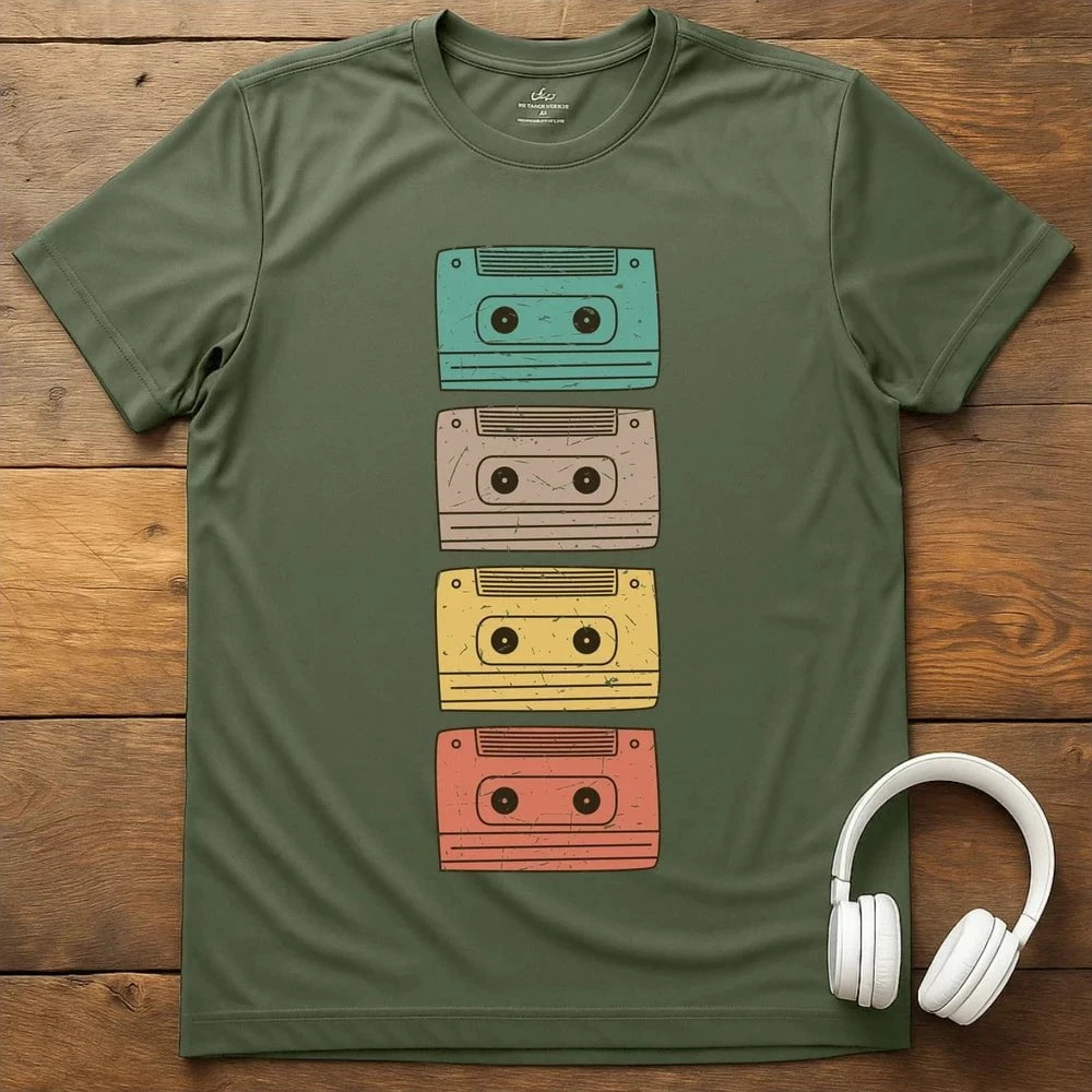 Colored Cassettes T-Shirt - Military Green