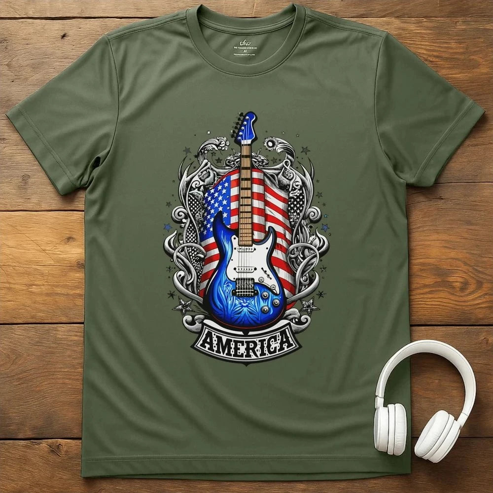 Patriot Guitar T-Shirt - Military Green