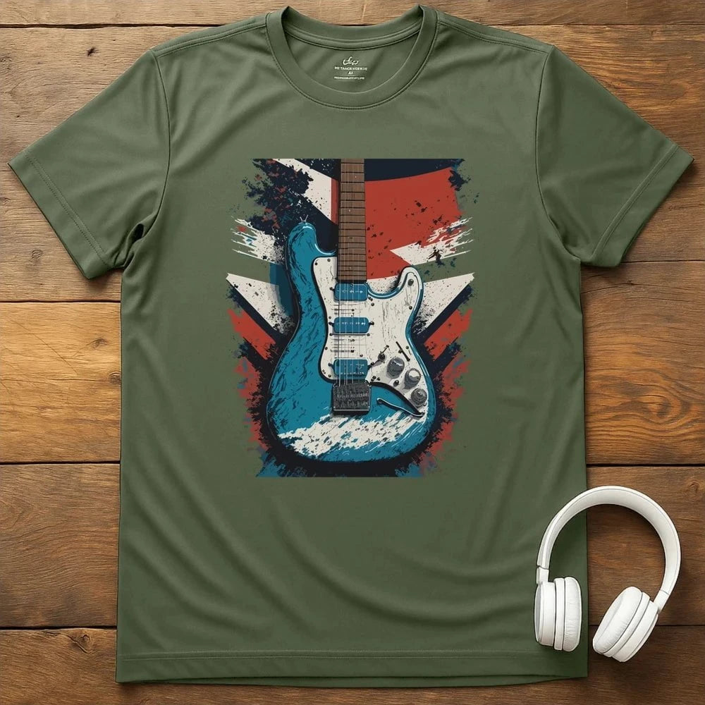 Distressed Guitar T-Shirt - Military Green