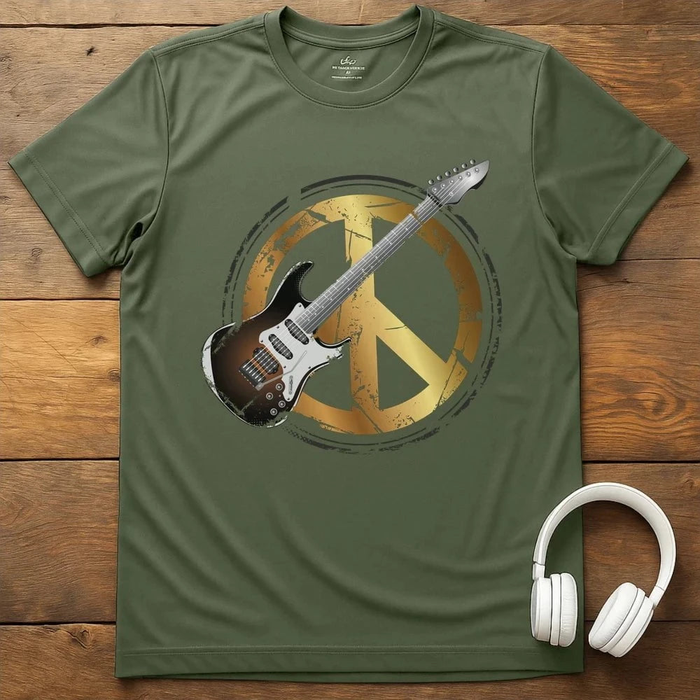 Peace Guitar T-Shirt - Military Green