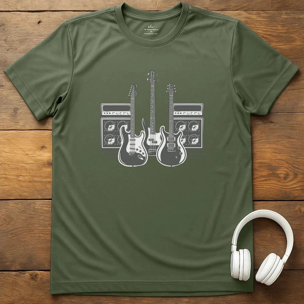 Guitar Band T-Shirt - Military Green