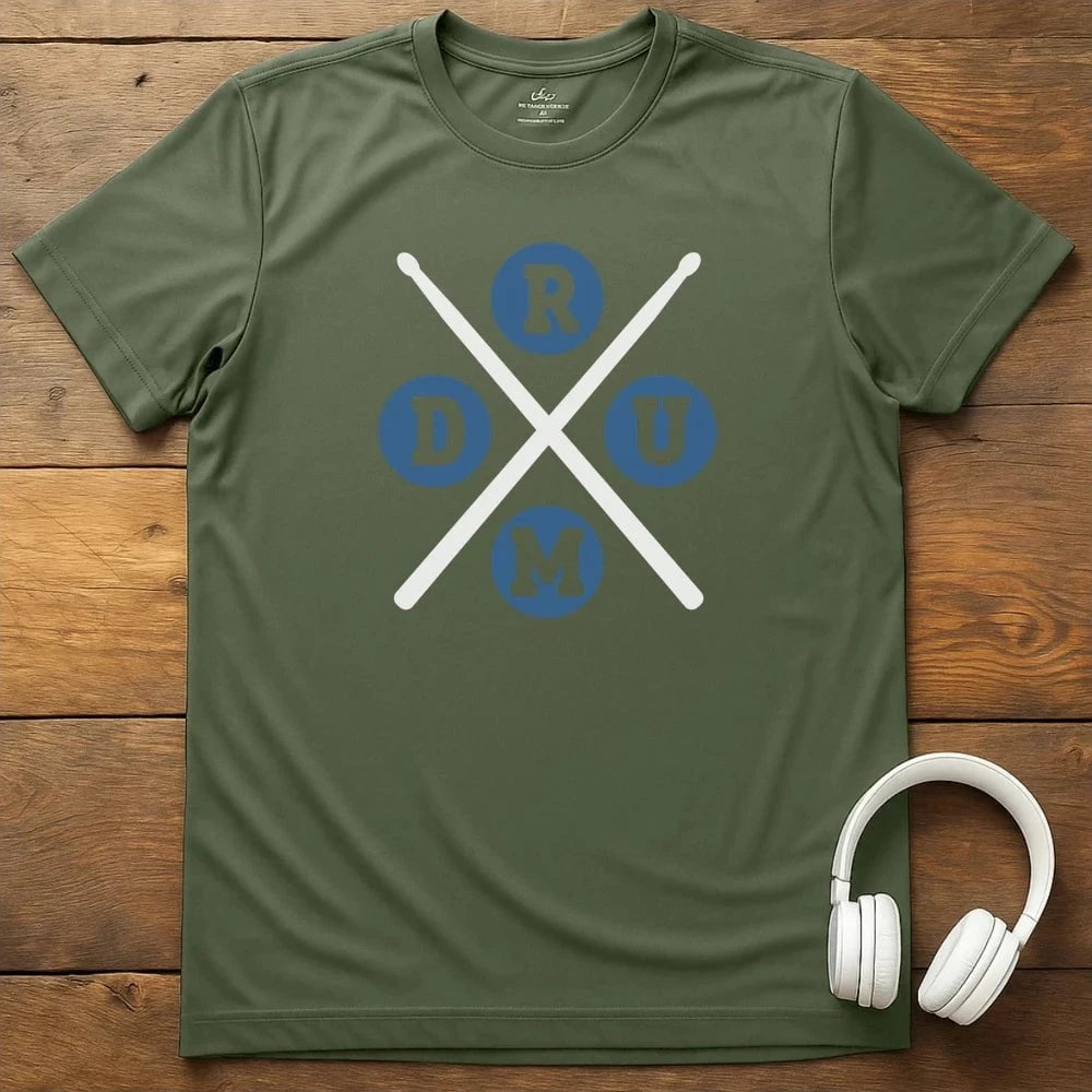 Drum Cross T-Shirt - Military Green