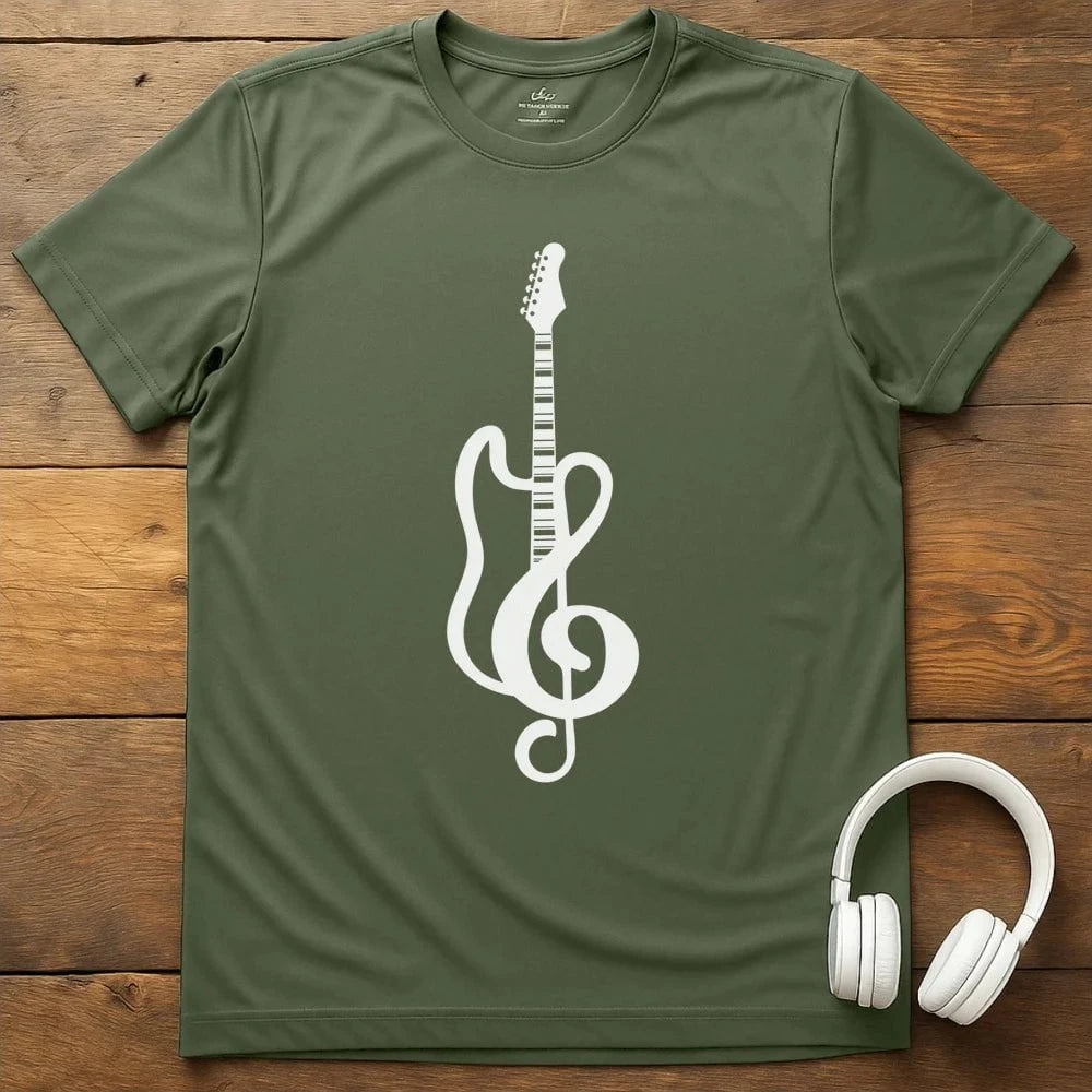 Guitar Clef T-Shirt - Military Green