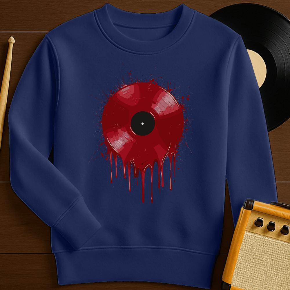 Red Wax Vinyl Crewneck - Navy