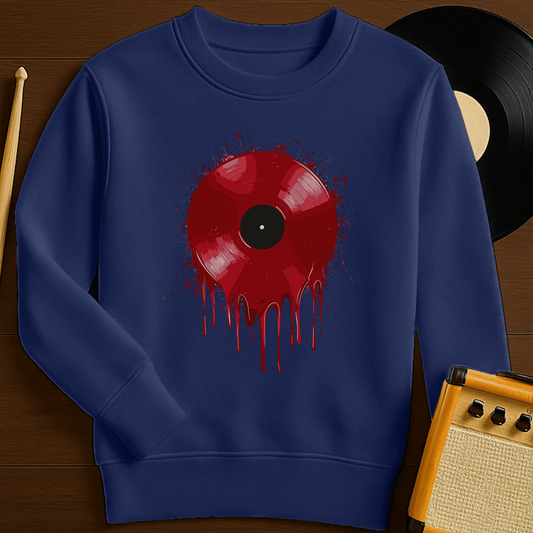 Red Wax Vinyl Crewneck - Navy