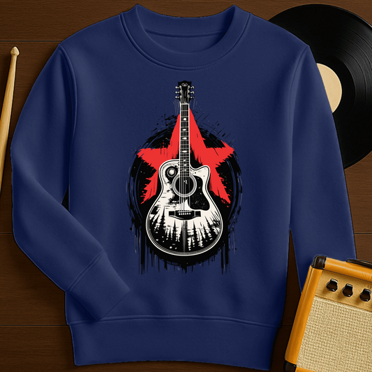 Red Star Guitar Crewneck - Navy