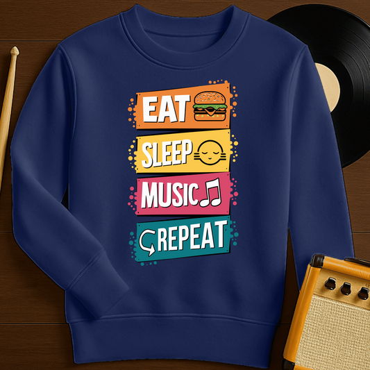 Eat Sleep Music Repeat Crewneck - Navy