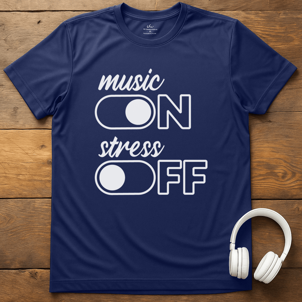 Music On T-Shirt - Navy