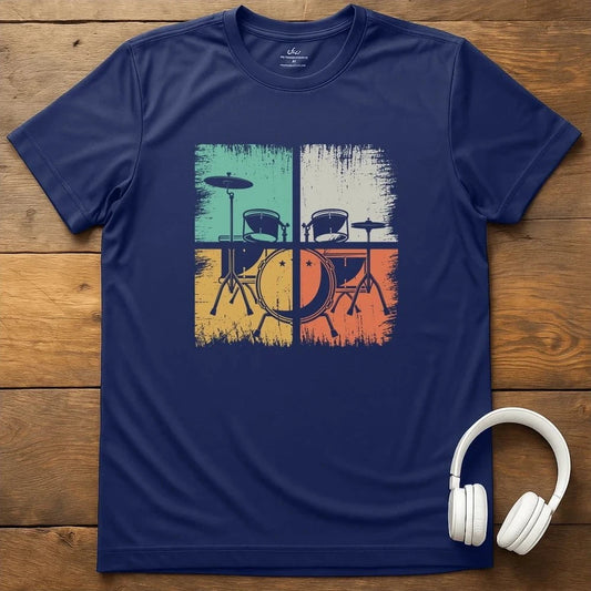 Drum Grunge T-Shirt - Navy
