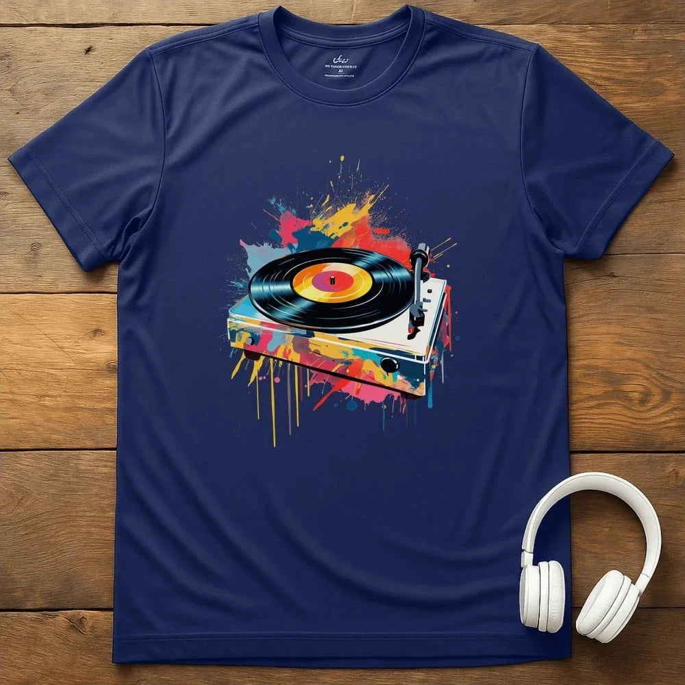 Splatter Turntable T-Shirt - Navy